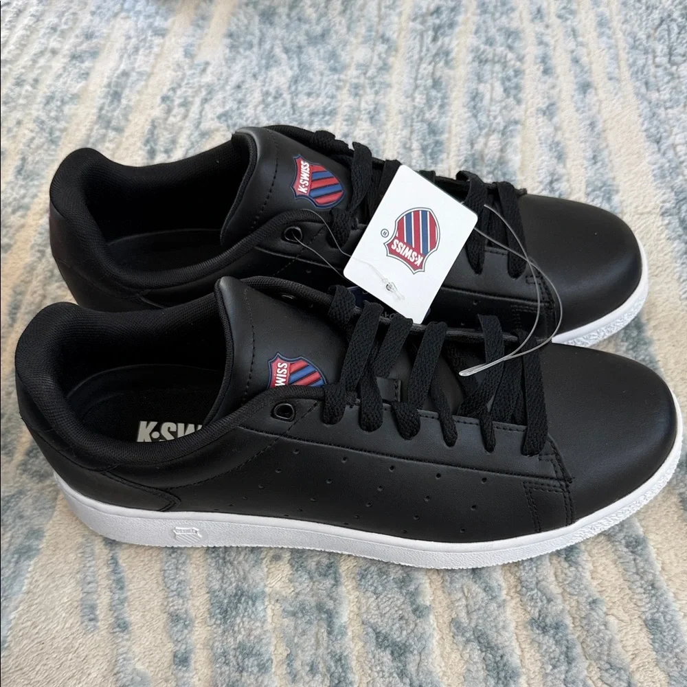 NWT Men's Black K-Swiss Low-Top Casual Sneaker with White Sole Size 10